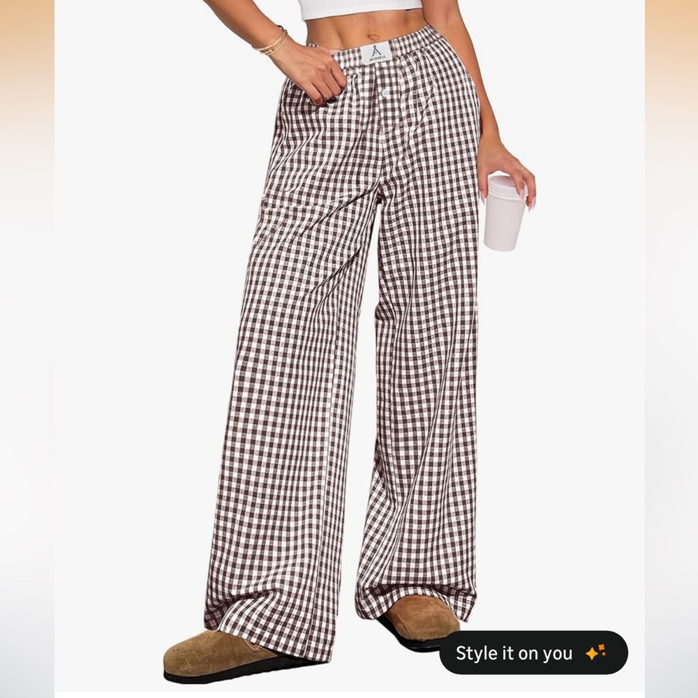 ANRABESS Womens Gingham Pants